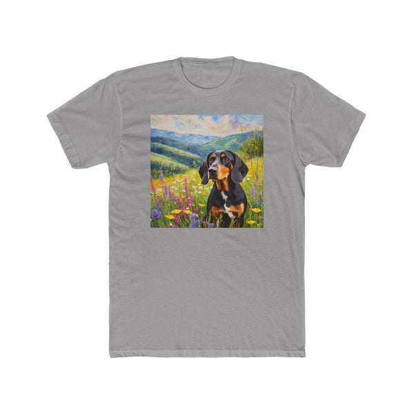 Black & Tan Coonhound Men's Fitted Cotton Crew Tee