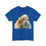 Yellow Labrador Retriever and Child Unisex Heavy Cotton Tee by DoggyLips ™