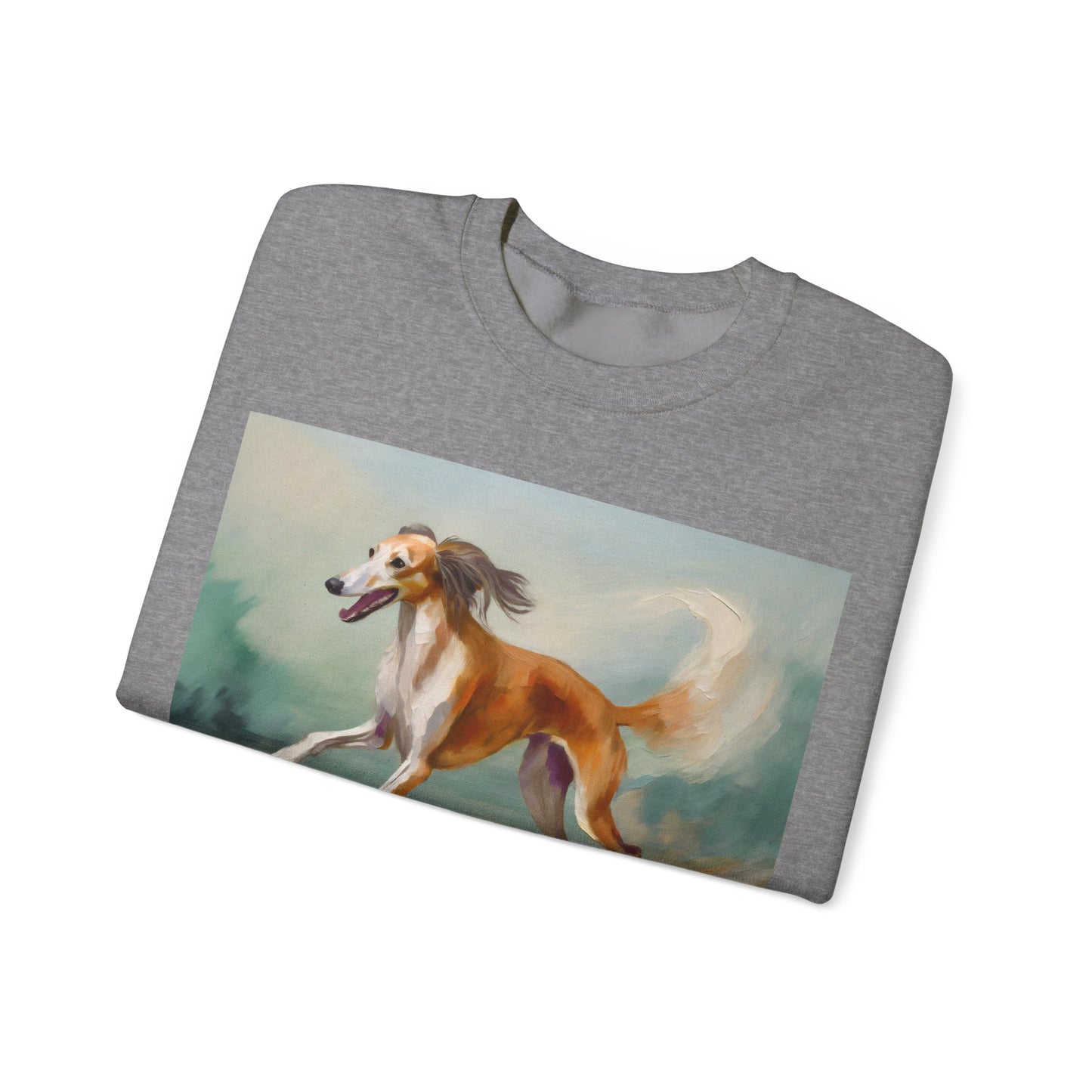 Saluki 'On the Run' Unisex 50/50 Crewneck Sweatshirt