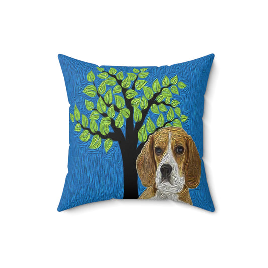 Beagle "Hopper" Spun Polyester Throw Pillow
