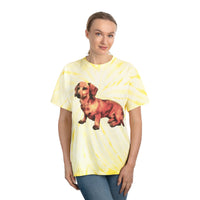 Dachshund 'Simone' Unisex Cotton Tie-Dye Tee, Cyclone