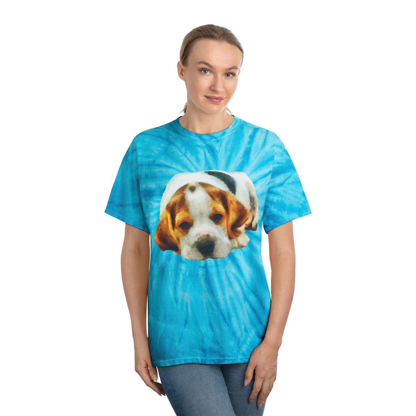 English Foxhound 'Sasha' Unisex Cotton Tie-Dye Tee, Cyclone