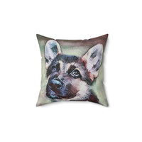 German Shepherd 'Sly' Spun Polyester Throw Pillow