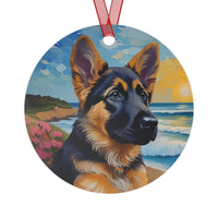 German Shepherd Puppy - Christmas Tree  Metal Ornaments