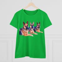 German Shepherd 'Trio' Women's Midweight Cotton Tee