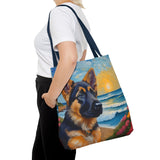 German Shepherd Puppy Polyester Tote Bag: Adventure Awaits!