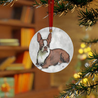 Boston Terrier - Brown & White -  - Christmas Tree  Metal Ornaments