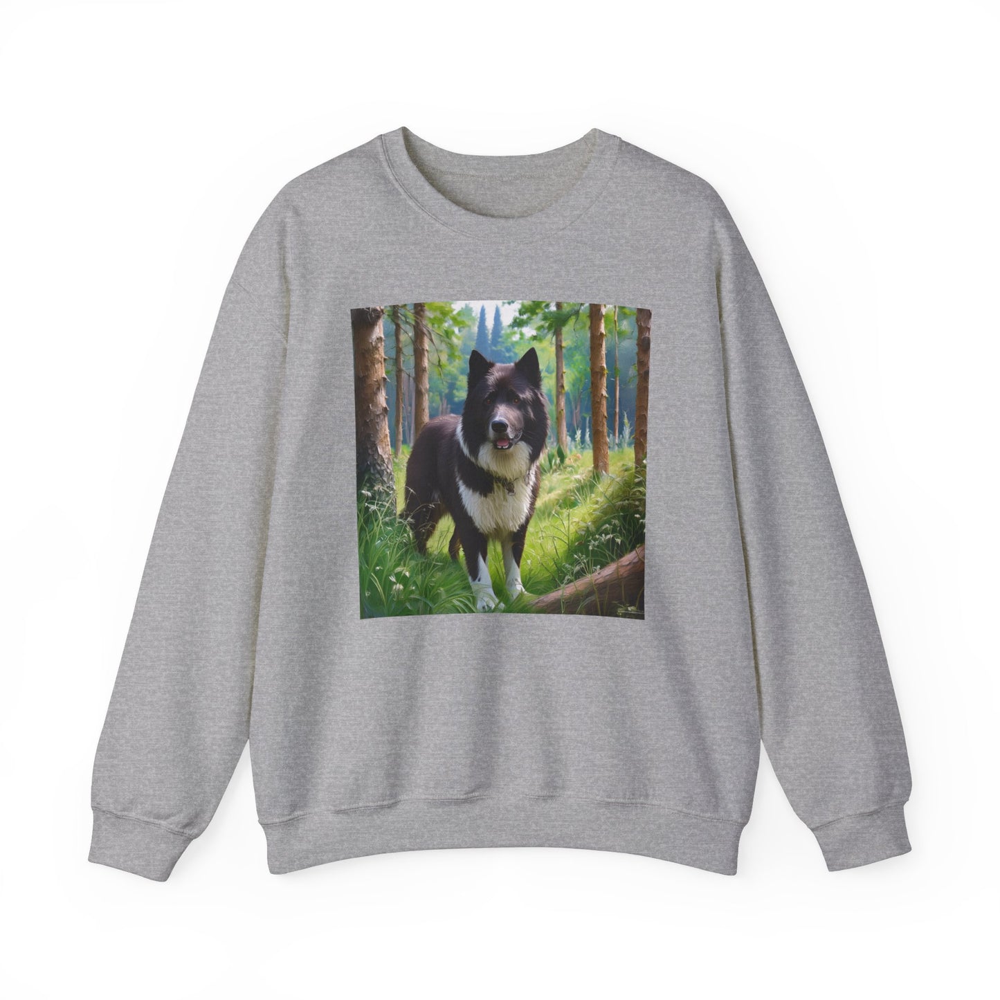 Exquisite Comfort: Karelian Bear Dog Unisex 50/50 Crewneck Sweatshirt