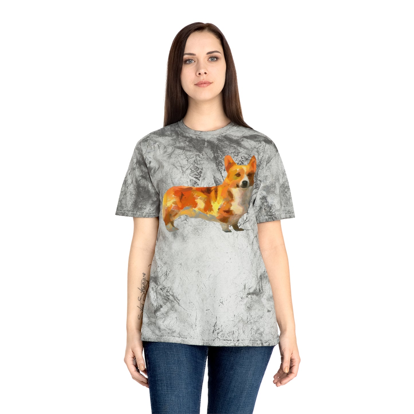 Welsh Pembroke Corgi Unisex Ringspun Cotton  Color Blast T-Shirt by DoggyLips™