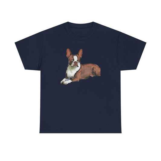 Boston Terrier - Brown & White Unisex Heavy Cotton Tee
