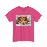 Shetland Sheepdog 'Sleepy Sheltie' Unisex Heavy Cotton Tee