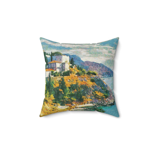 Hydra (Greece) Hillside , Spun Polyester Throw Pillow