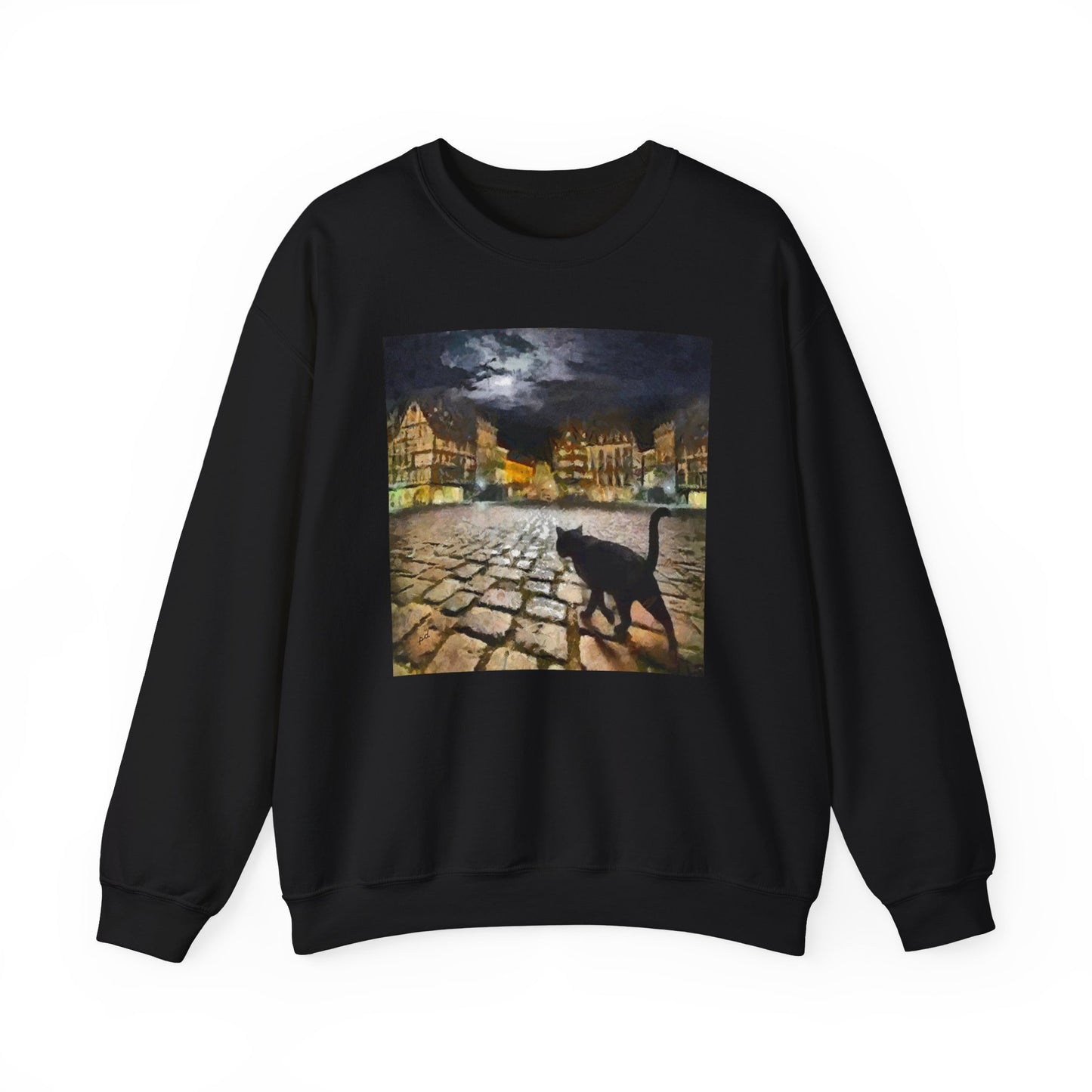 Night Cat Prowling - Unisex 50/50  Crewneck Sweatshirt