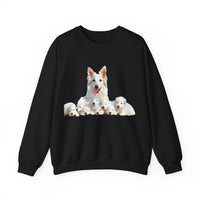 White Swiss Shepherds - 'Heidi and Her Pups' Unisex 50/50 Crewneck Sweatshirt
