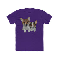 Welsh Corgi 'Cousins' Men's Fitted Cotton Crew Tee