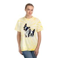 Boston Terriers 'Skipper & Dee Dee'  Unisex Cotton Tie-Dye Tee, Cyclone