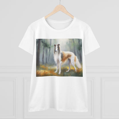 Borzoi 'Russian Wolfhound' Women's Midweight Cotton Tee