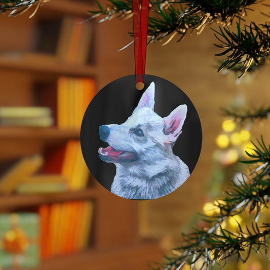Norwegian Buhund Christmas Tree Metal Ornaments