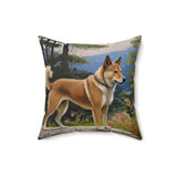 Shikoku - Japanese Hunting Dog - Spun Polyester Throw Pillow