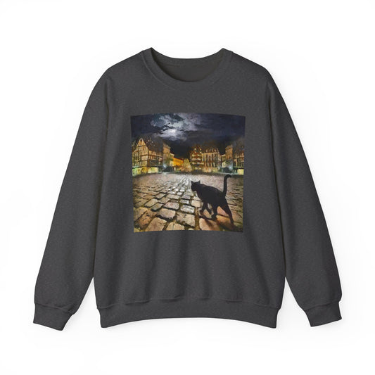 Night Cat Prowling - Unisex 50/50 Crewneck Sweatshirt