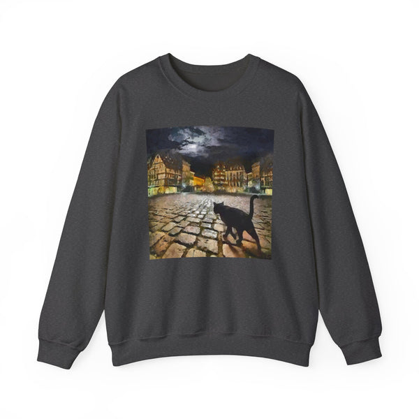Night Cat Prowling - Unisex 50/50 Crewneck Sweatshirt