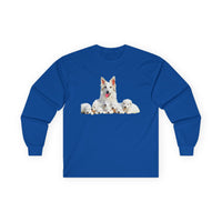 White Swiss Shepherds 'Heidi and her Pups' Classic Cotton Long Sleeve Tee