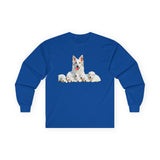 White Swiss Shepherds 'Heidi and her Pups' Classic Cotton Long Sleeve Tee