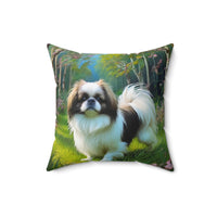 Japanese Chin - Spun Polyester Throw Pillow