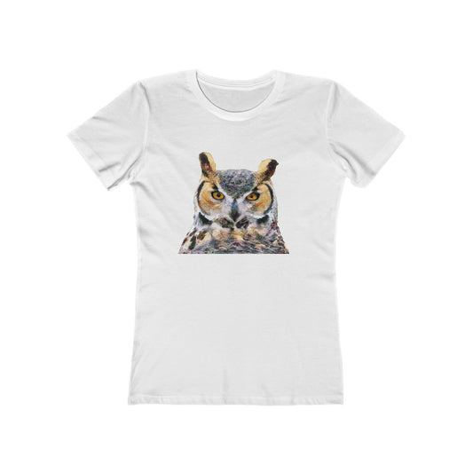 Great Horned Owl 'Hooty' - Women's Slim Fit Ringspun Cotton T-Shirt