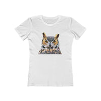 Great Horned Owl 'Hooty' - Women's Slim Fit Ringspun Cotton T-Shirt