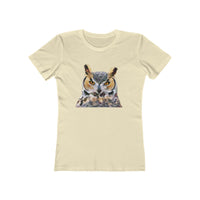 Great Horned Owl 'Hooty' - Women's Slim Fit Ringspun Cotton T-Shirt