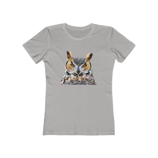 Great Horned Owl 'Hooty' - Women's Slim Fit Ringspun Cotton T-Shirt