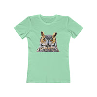 Great Horned Owl 'Hooty' - Women's Slim Fit Ringspun Cotton T-Shirt