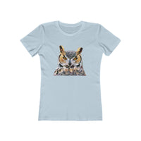 Great Horned Owl 'Hooty' - Women's Slim Fit Ringspun Cotton T-Shirt