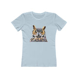 Great Horned Owl 'Hooty' - Women's Slim Fit Ringspun Cotton T-Shirt