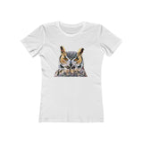 Great Horned Owl 'Hooty' - Women's Slim Fit Ringspun Cotton T-Shirt
