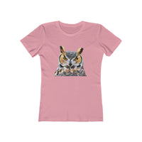 Great Horned Owl 'Hooty' - Women's Slim Fit Ringspun Cotton T-Shirt