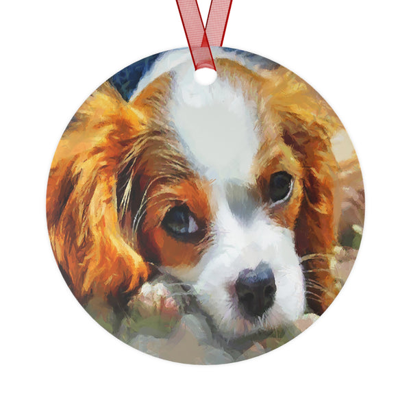 Cavalier King Charles Spaniel Puppy Metal Ornaments