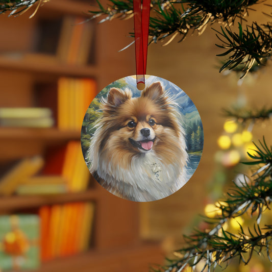 German Spitz Christmas Tree Metal Ornament