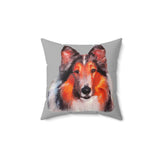 Rough Coated Collie Spun Polyester Throw Pillow