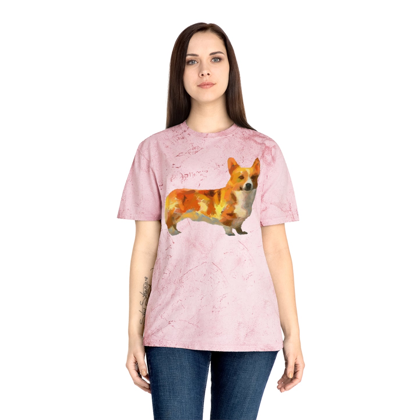 Welsh Pembroke Corgi Unisex Ringspun Cotton  Color Blast T-Shirt by DoggyLips™