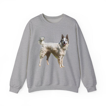 Chilly Day Charm: Pyrenean Shepherd Unisex 50/50 Crewneck Sweatshirt