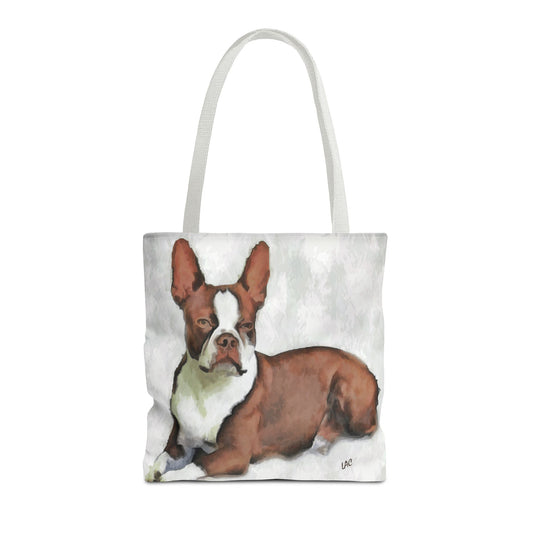 Boston Terrier Brown & White Polyester Tote Bag