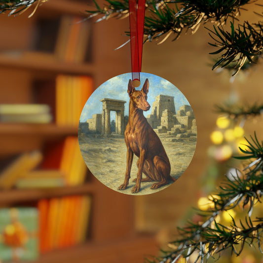 Egyptian Pharoh Hound - Christmas Tree Metal Ornaments