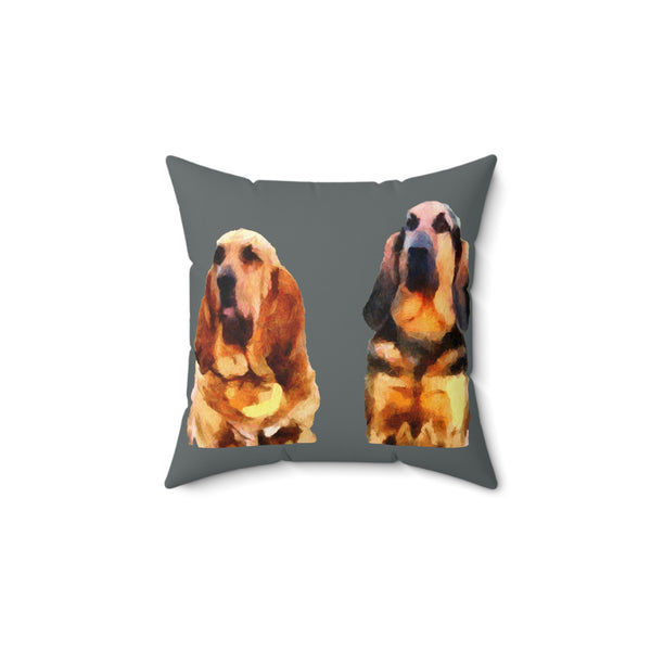 Bloodhounds 'Bear & Bubba'   -  Spun Polyester Throw Pillow