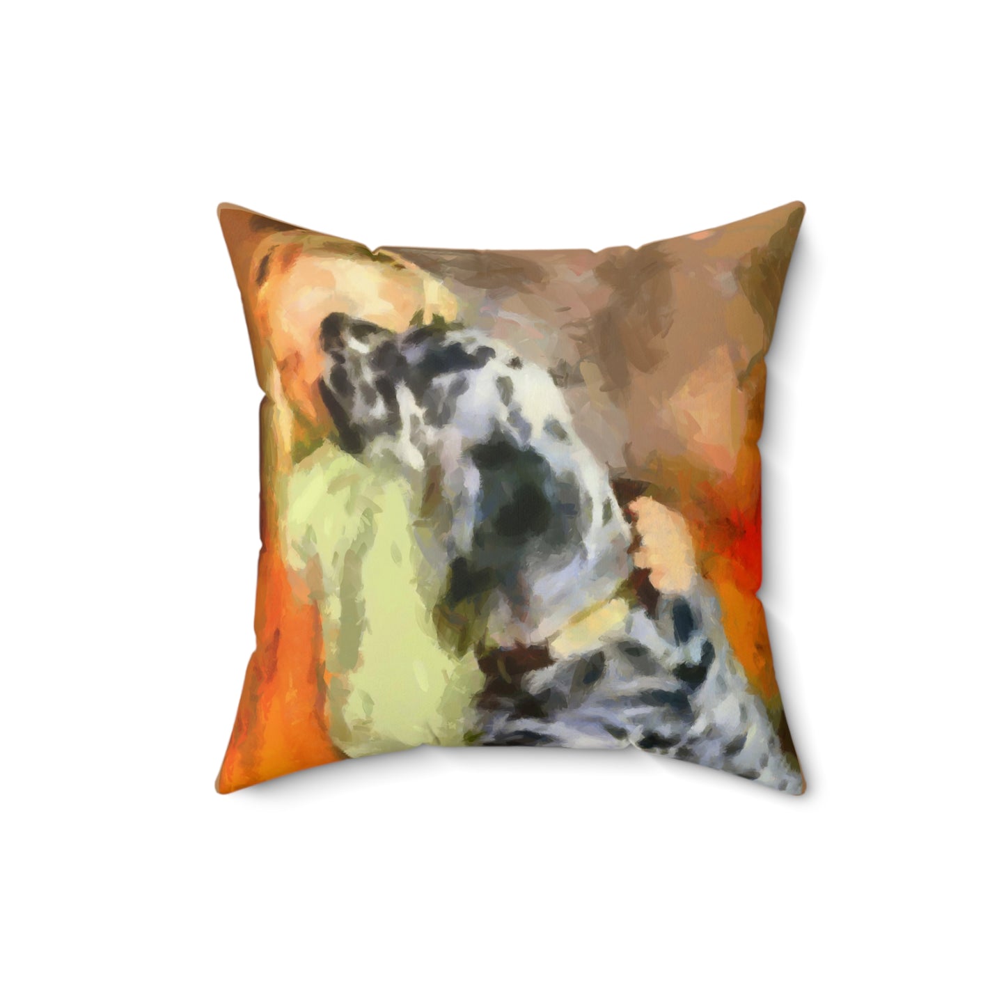 English Setter & Child Spun Polyester Throw Pillow