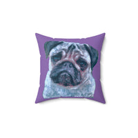 Pug 'Pompey'  -  Spun Polyester Throw Pillow