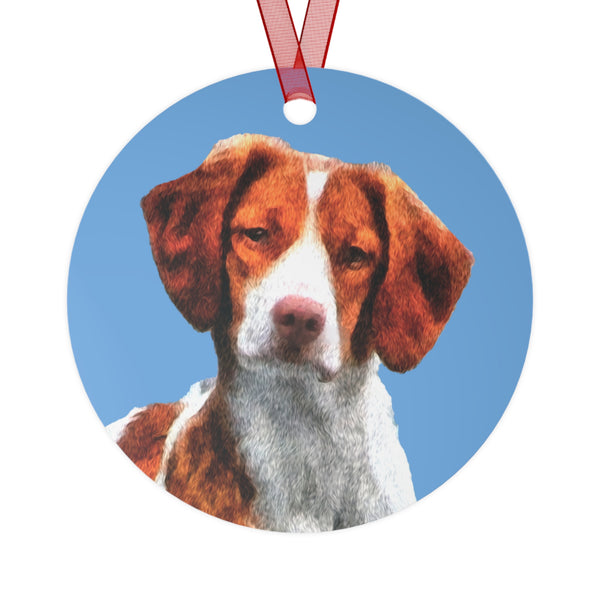 Brittany Spaniel 'Gunner' Metal Ornaments