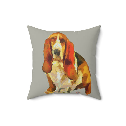 Basset Hound 'Lautrec' Spun Polyester Throw Pillow