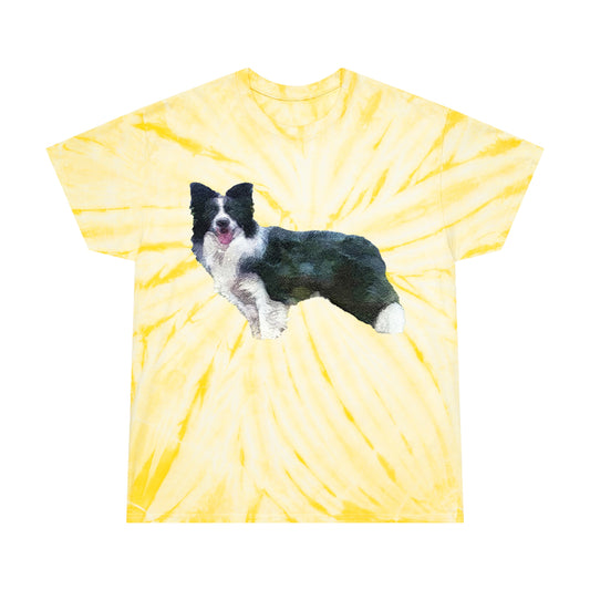 Border Collie '#1' Cyclone Tie-Dye Unisex Cotton Tee